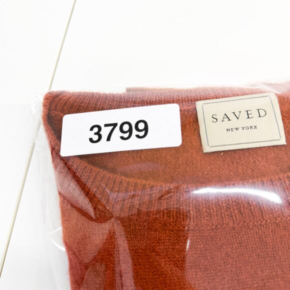 SAVED NY Womens S/M Graphic Hands 100% Cashmere Sweater Dark Orange $410 - Picture 6 of 7